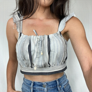 Pull&bear L Linen blend Crop Top sz Large